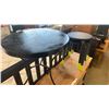 Image 1 : METAL TABLE AND 2 BLACK STOOLS