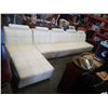Image 1 : WHITE LEATHER MODULAR SOFA WITH CHAISE AND 2 CHAIRS - CAN ALL BE ONE GIANT SOFA - SOFA 69 INCHES WID