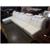 Image 2 : WHITE LEATHER MODULAR SOFA WITH CHAISE AND 2 CHAIRS - CAN ALL BE ONE GIANT SOFA - SOFA 69 INCHES WID