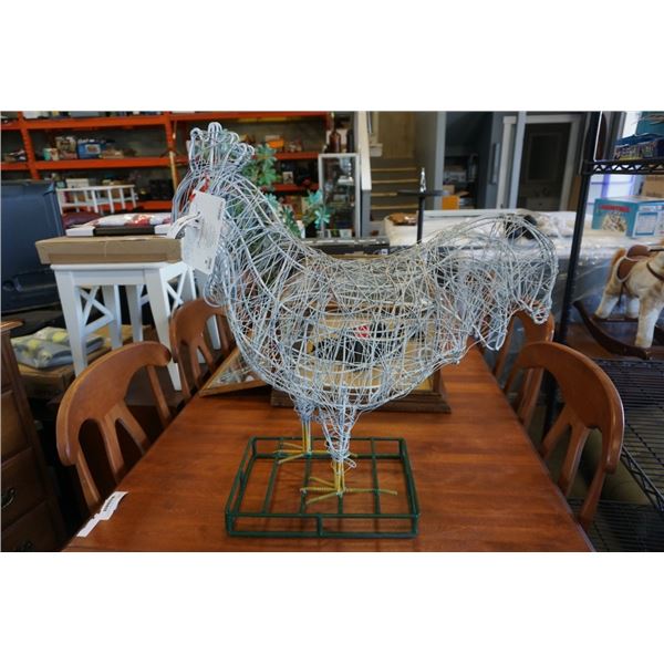 WIRE MESH ROOSTER FIGURE - 30 INCHES TALL