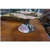 Image 3 : PINK PEONY CAKE PLATTER, PYREX DISH, ART GLASS PITCHER, JAPAN TIGER FIGURE