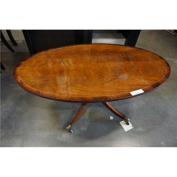 Oval Mahogany Pedestal Coffee Table