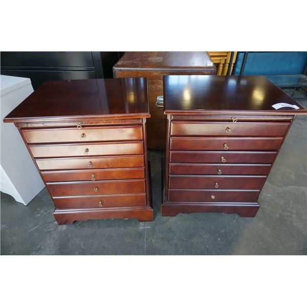 PAIR OF BOMBAY 3 DRAWER NIGHTSTANDS WITH TRAY