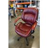 Image 1 : RED LEATHER ROLLING OFFICE CHAIR