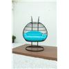 Image 1 : BRAND NEW BLUE DOUBLE HANGING EGG CHAIR - RETAIL $1969 W/ FOLDABLE FRAME, POWDER COATED STEEL FRAME,