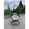 Image 1 : BRAND NEW LIGHT GREY SINGLE HANGING EGG CHAIR - RETAIL $949 W/ NECK PILLOW, FOLDABLE FRAME, POWDER C