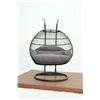 Image 1 : BRAND NEW DARK GREY DOUBLE HANGING EGG CHAIR - RETAIL $1969 W/ FOLDABLE FRAME, POWDER COATED STEEL F