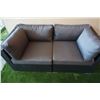 Image 2 : BRAND NEW PREMIUM RATTAN OUTDOOR LOVE SEAT W/ DARK GREY CUSHIONS - RETAIL $699 POWDER COATED STEEL F