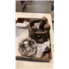 Image 2 : MCM PLATTERS, CERAMIC HORSE HEAD LAMP AND POTTERY CANDLE STANDS