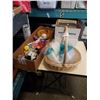 Image 1 : LOT OF COLLECTABLES, BASEBALL GLOVE AND BALL, NEW PICTURE FRAMES AND PLASTIC CONTAINERS WITH LIDS