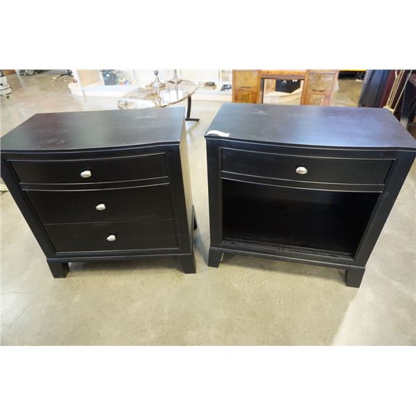 2 LARGE ESPRESSO NIGHTSTANDS - 1 AND 3 DRAWER - 30.5 INCHES WIDE X 18 DEEP X 31 TALL