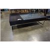 Image 2 : GREY AND BLACK COFFEE TABLE WITH STORAGE AND PARTIAL GLASS TOP, DOUBLE LIFT TOP