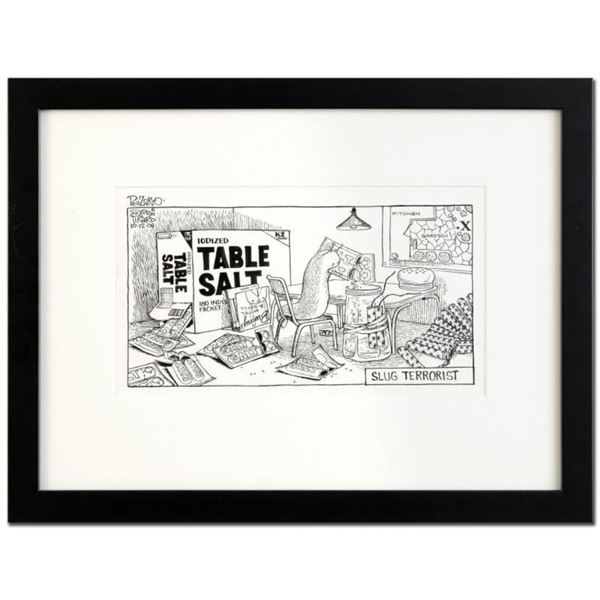 Bizarro! "Slug Terrorist" is a Framed Original Pen & Ink Drawing by Dan Piraro, Hand Signed by the A