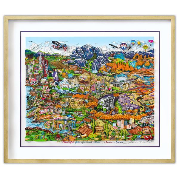 Charles Fazzino- 3D Construction Silkscreen Serigraph "O BEAUTIFUL FOR SPACIOUS SKIES…AMERICA…AMERIC