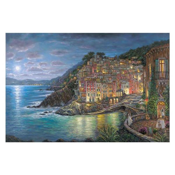 Robert Finale, "Awaiting Riomaggiore" Hand Signed, Artist Embellished AP Limited Edition on Canvas w