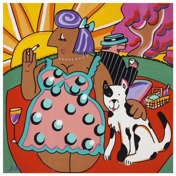 Rina Maimon, "Real Love " Hand Signed Original Acrylic Painting on Canvas with Certificate of Authen