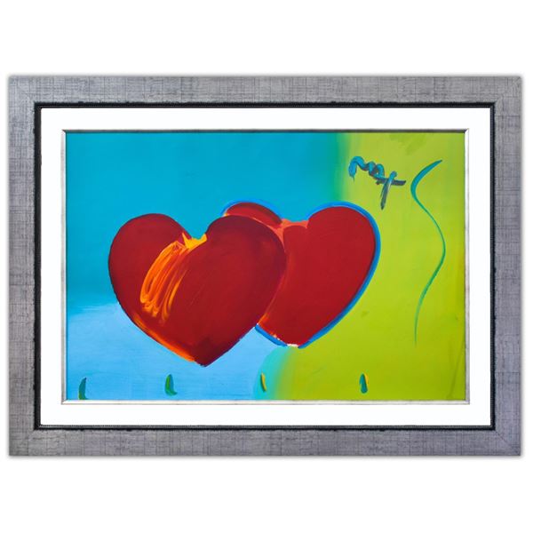 Peter Max- Original Mixed Media "Two Hearts As One"