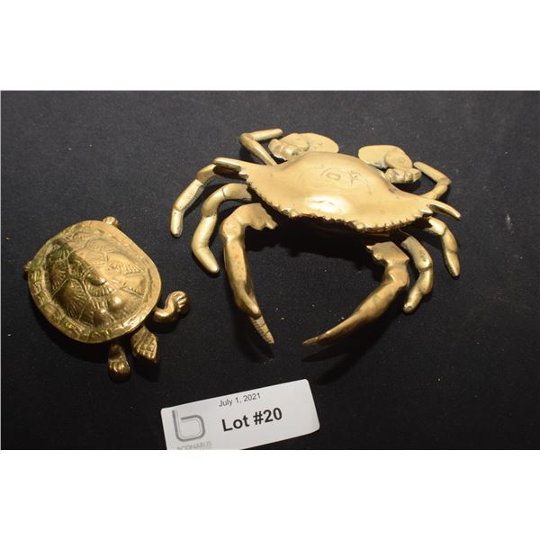 BRASS CRAB AND TURTLE