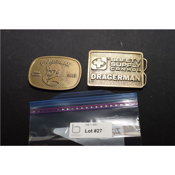 2 X VINTAGE MINING BELT BUCKLES