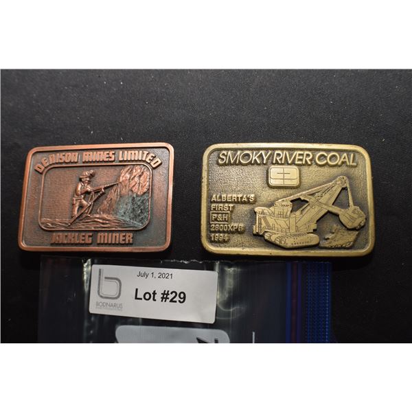 2 X VINTAGE MINING BELT BUCKLES