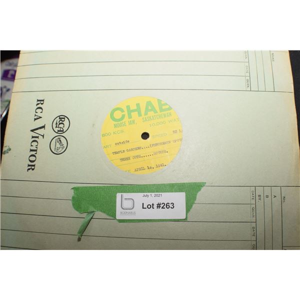 CHAB  RADIO AD RECORD 1961 MOOSE JAW SASK