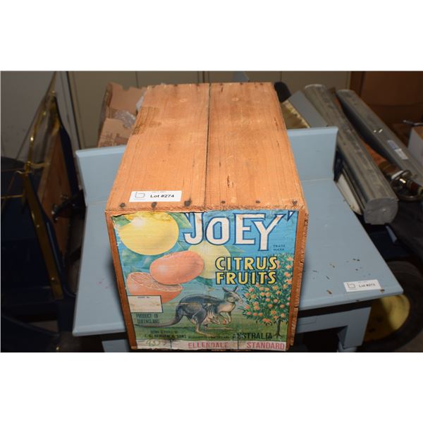 ANTIQUE JOEY KANGAROO WOODEN APPLE BOX