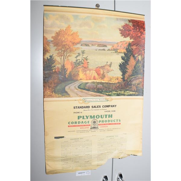 PLYMOUTH TWINE ANTIQUE CALENDAR