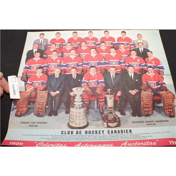 VINTAGE MONTREAL CANADIENS NHL HOCKEY 1960 TEAM PICTURE