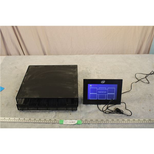 Intel digital photo frame + metal coffee pod tray