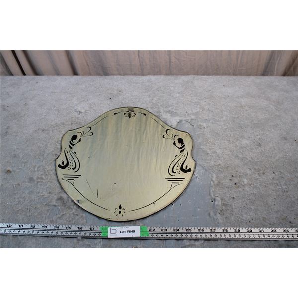 Antique Glass Wall Mirror  (Hobbs Glass - shield shaped) - has Nov 1933 stamped on back