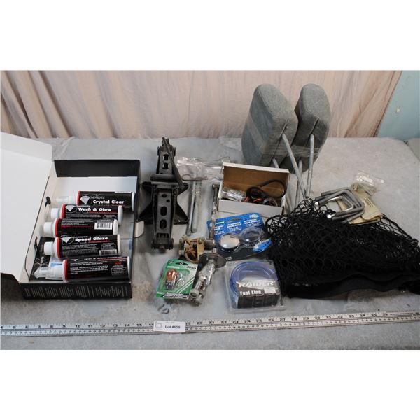 Diamond Kote car care kit, car jack and misc car items