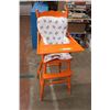 Image 1 : Orange Wooden Kids High Chair