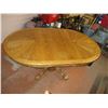 Image 9 : Round Oak? Dining table Set with Leaf + 4 chairs (one needs repair)