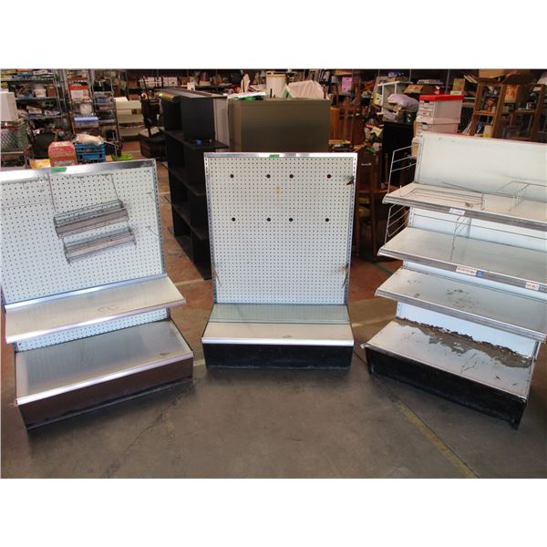 Three Metal Store Shelf Units - 56" high