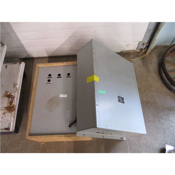 Pair of Steel Control Panel Cabinets (one with contents)