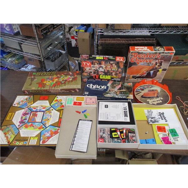 Four Vintage Board Games -Boss, Dealers Choice,Chaos, TV Guide
