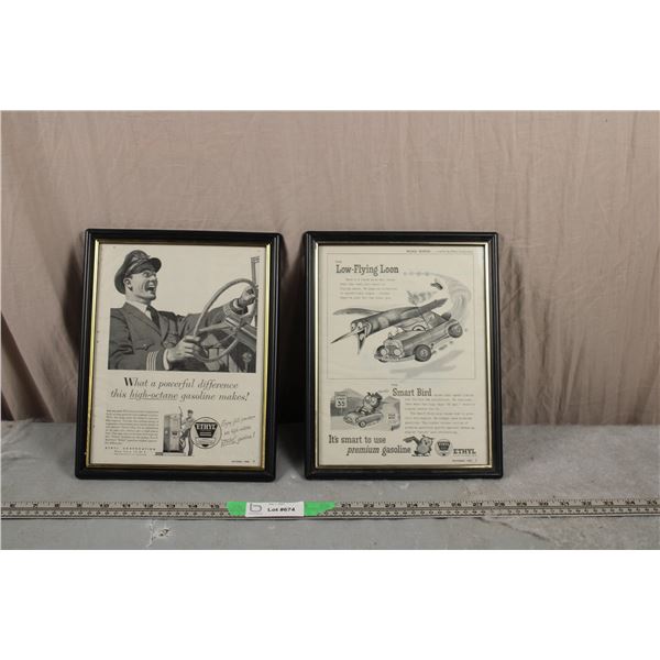 (2X THE MONEY) Vintage Ads in Frames (9.5 x 12)