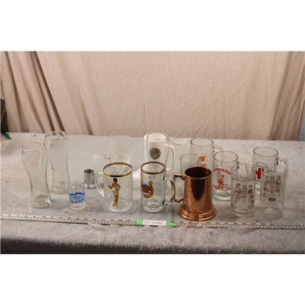 (2) Norman Rockwell Pepsi Glass Cups Plus Glassware and Misc