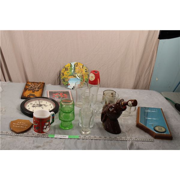 Lot of Glassware, Clocks and Misc