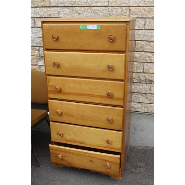 Blonde Wood 6 Drawer Dresser 27" x 16"
