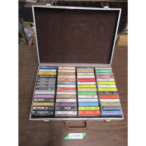 Cassette Tape Briefcase filled with 56x cassettes