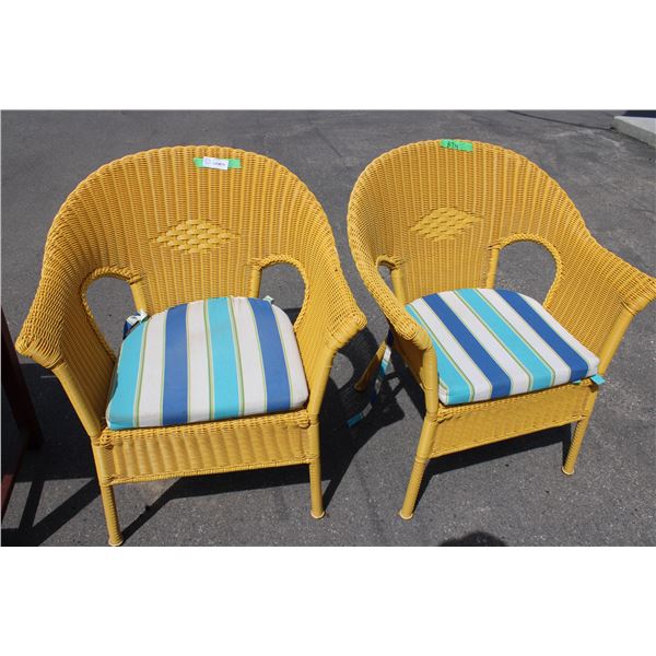 (2X THE MONEY) Yellow Wicker Chairs