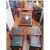 Image 1 : 6 piece SET - Glass Coffee Table, Glass Desk, 2 side tables + 2 foot stools