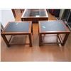 Image 6 : 6 piece SET - Glass Coffee Table, Glass Desk, 2 side tables + 2 foot stools