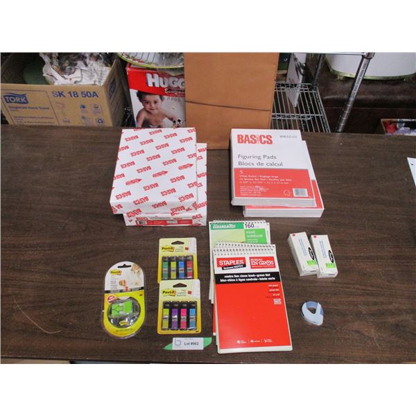 Office Supplies - Looseleaf, printer paper, notepads, staples