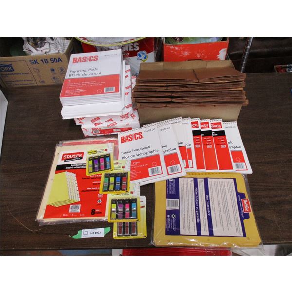 Office Paper, looseleaf, notepads, expandable file folders