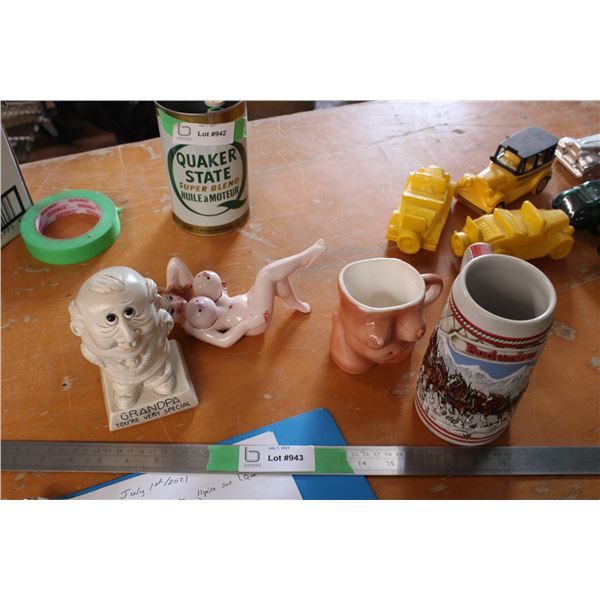 Beer Stein With Misc Items