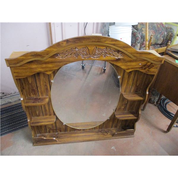 Large Dresser Mirror / Backboard with Shelves - 44"wide 46" high