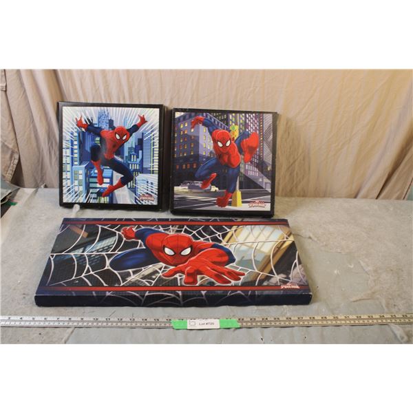 (3) Spiderman Canvas Pictures 11.5" Long and 23.5" Long