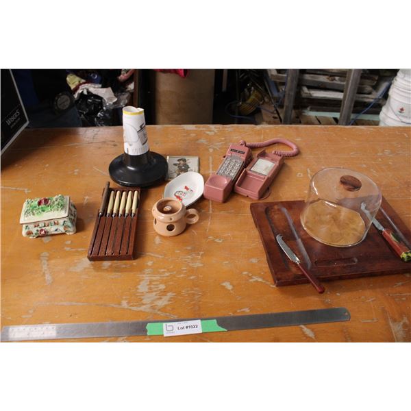 Haddon Hall Knife Set Vintage Phone and Misc Items